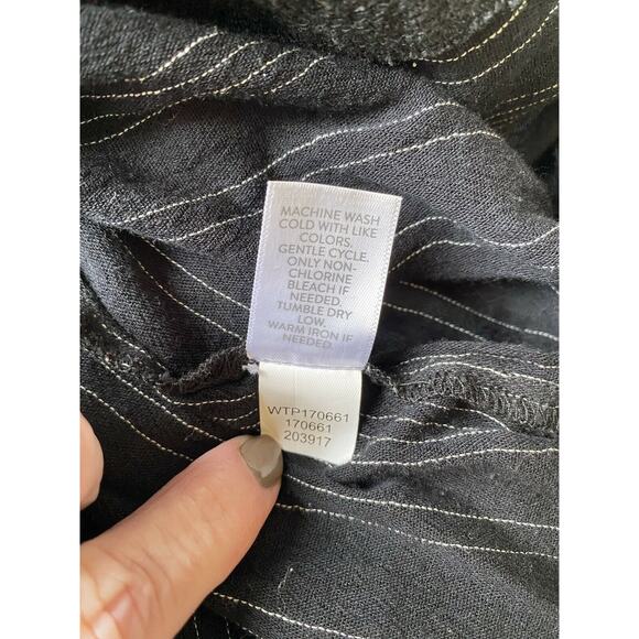 J Jill Black Embroidered Boho Long Sleeve V Neck Top Medium - Picture 6 of 8